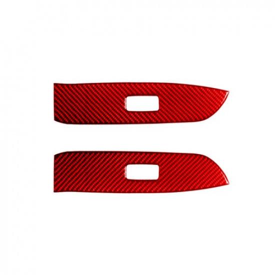 Red Carbon Fiber Interior Rear Door Control Cover Trim For Lexus RX330 RX350