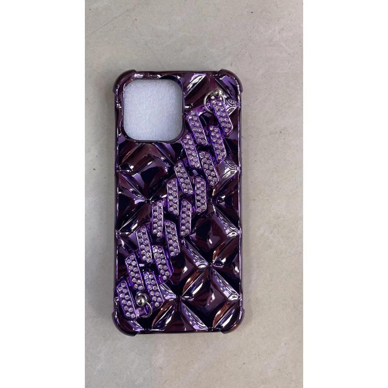 Luxury Shiny Diamond Electroplating Phone Case for iPhone 16 Pro Wristband Strap Mobile Phone Cases