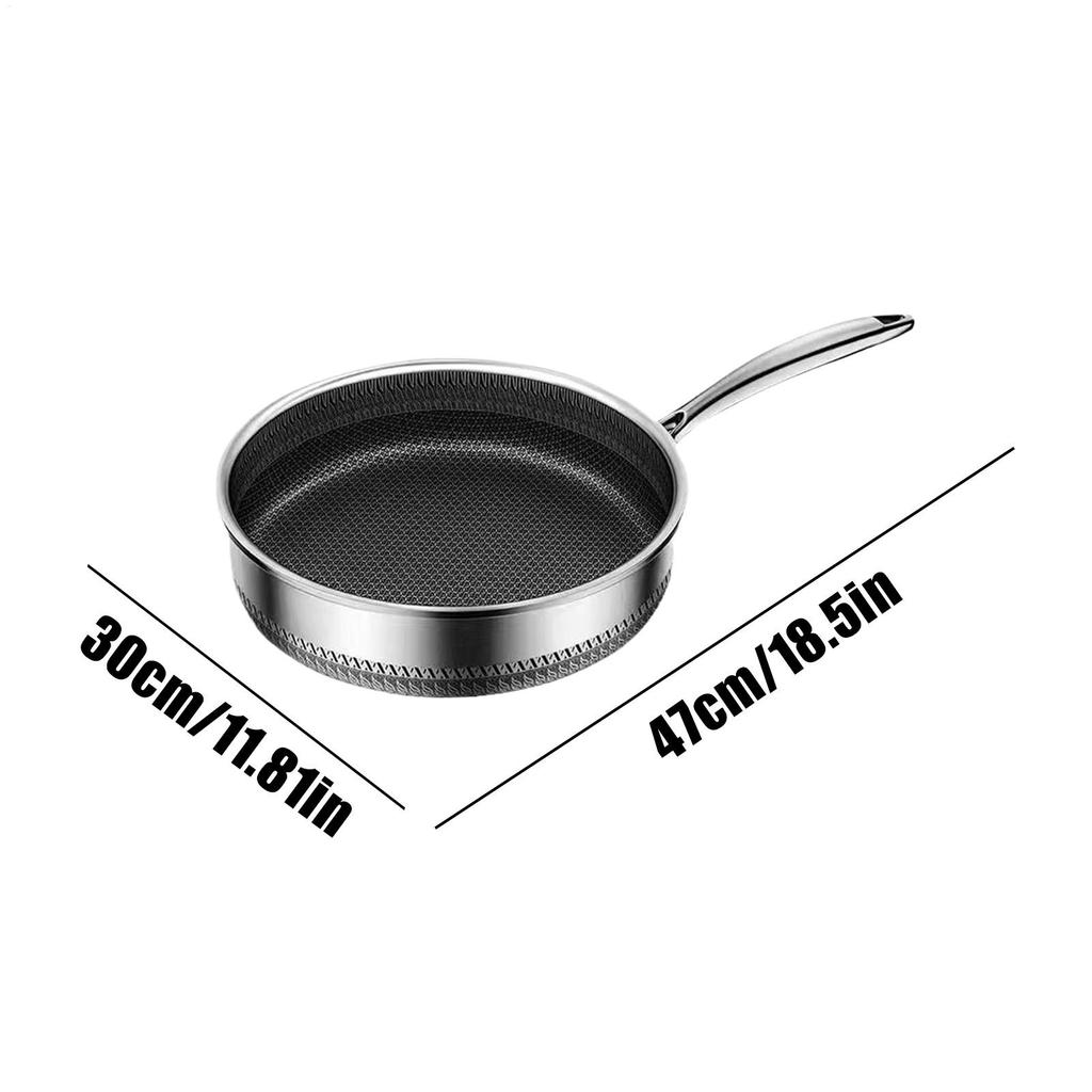 Stainless Steel Skillet Stainless Steel Non Stick Egg Skillet Kitchen Cookware For Steak Cooking Omelette Pancake Fish Stir-fry