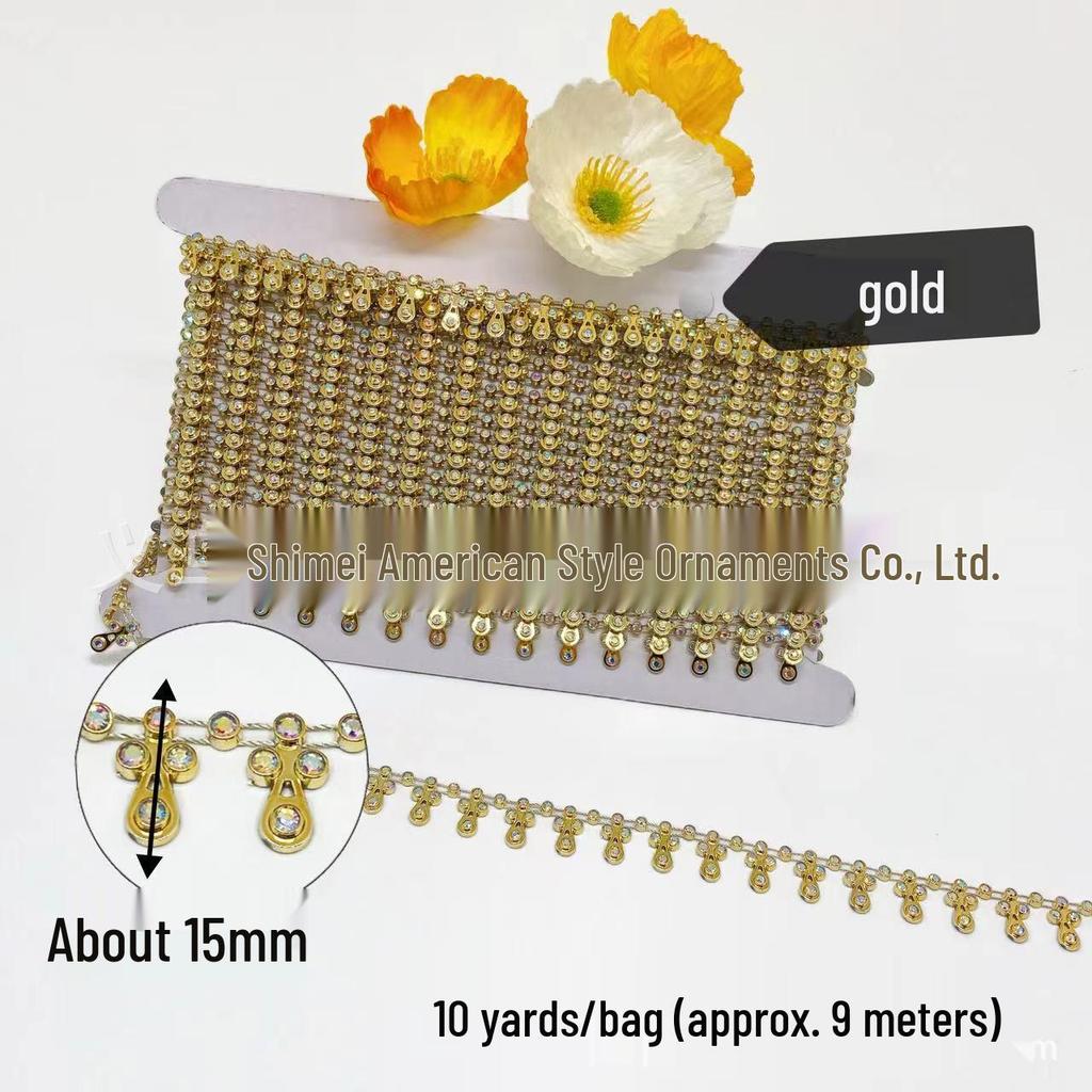 Gold and Silver Rhinestone Trim: Hand-stitched Ethnic Jingpo Miao Lace for DIY Clothing Accessories