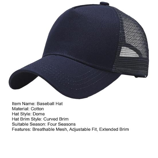 Baseball Hat Adjustable Back Buckle Breathable Mesh Rear Opening Design Outdoor Casual Hat Daily