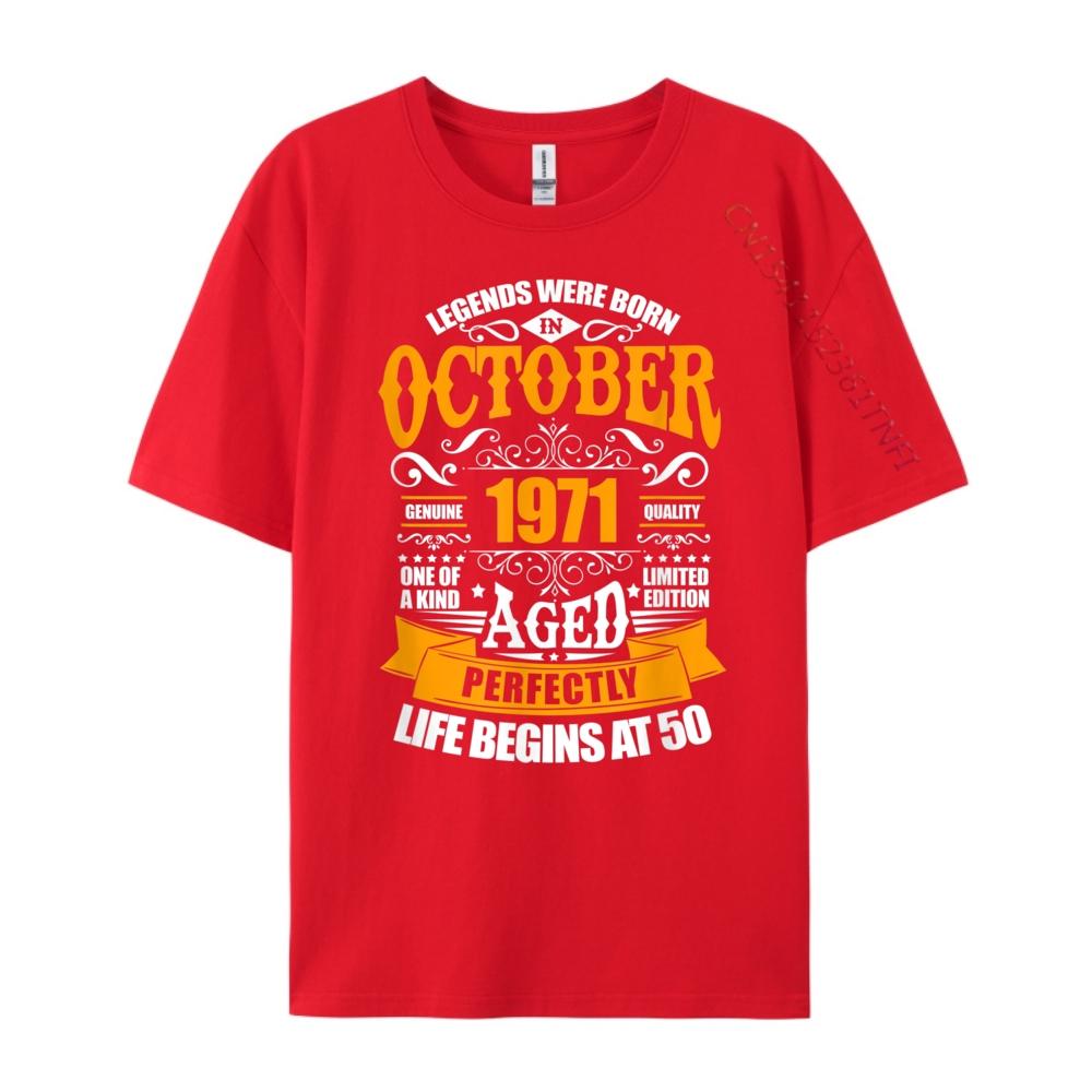 50th Birthday Legends Were Born In October 1971 Mens Graphic Tshirts Unisex Camisetas Vaporwave Tees S