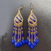 Bohemian Crystal Tassel Earrings - Ethnic Style, Slim Face, Exaggerated Design for Travel