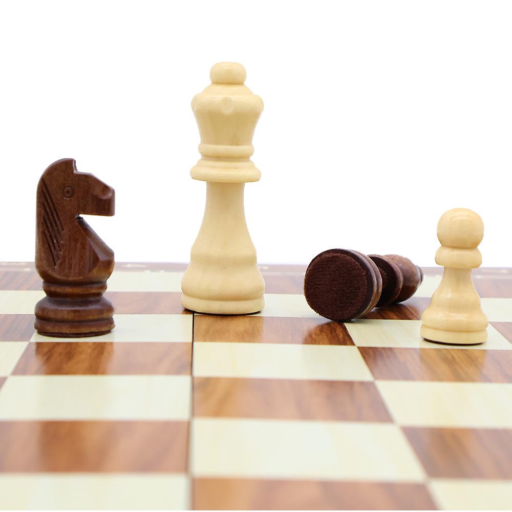 Magnetic Three-in-One Folding Wooden Chess Set for Beginners