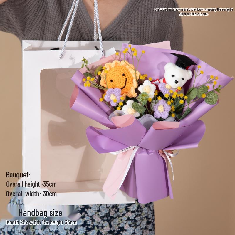 Sunflower Knitted Wool Bouquet - Teacher's Day & Graduation Gift for Students & Adults