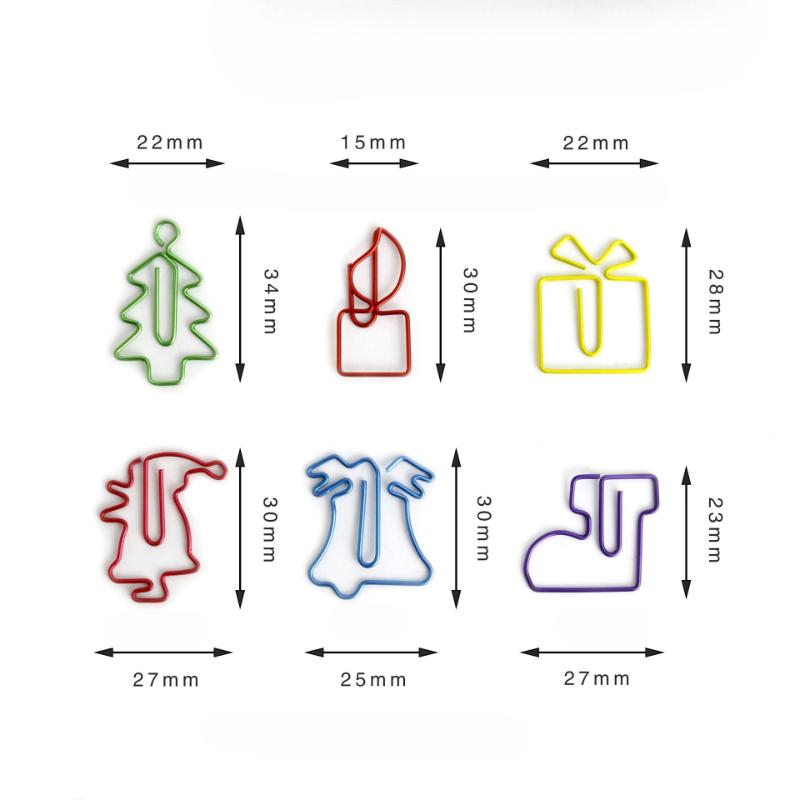 50/100pcs Christmas Colorful Paper Clips, ShapesPaperclips Bookmarks Planner Clips for Office Supplies Gifts Wedding Decoration