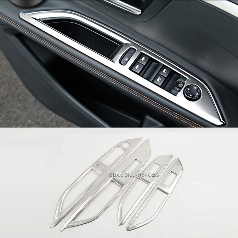 For Peugeot 3008 GT 5008 2017-2023 Car Styling Accessories Stainless Steel Interior Front Row Water Cup Holder Frame Cover Trim