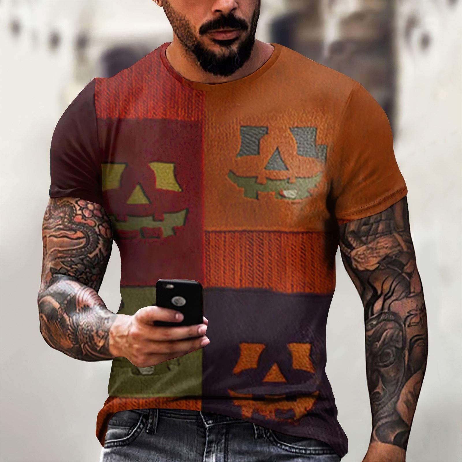 

Футболка на Хэллоуин, мужская, повседневная, с круглым вырезом, с рисунком брызг крови, топы с коротким рукавом и кровавым принтом ужасов M