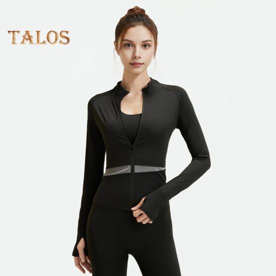 Dámská cvičební bunda na zip, zkrácená jógová bunda s dlouhým rukávem, slim fit, sportovní top na běhání, sportovní oblečení na fitness