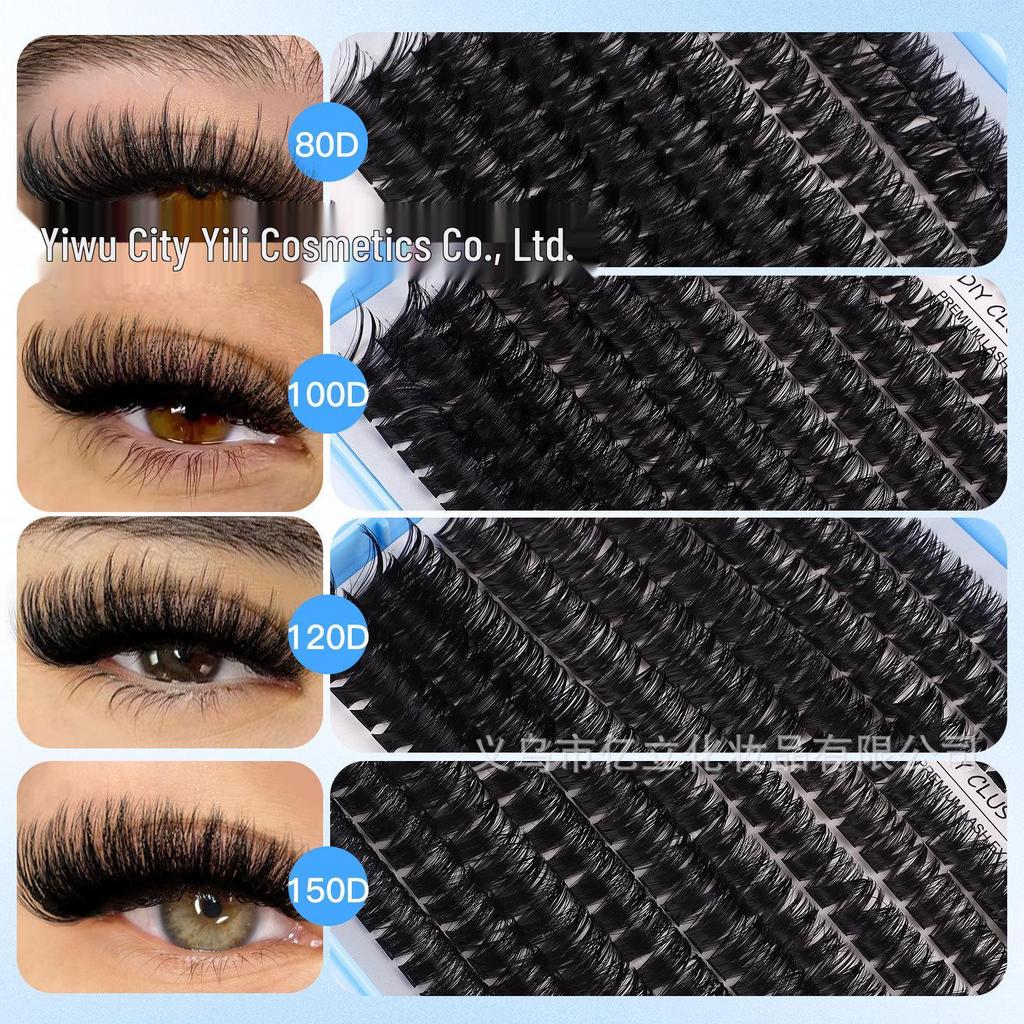 DIY Natural Dense Cluster False Eyelashes, Self-Adhesive 720 Segmented 10150D Curl, Individual Clusters