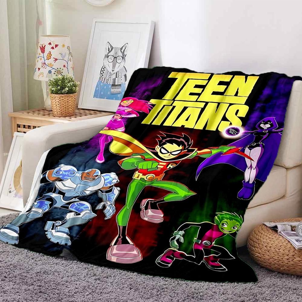 

1pc Teen Titans Flannel Throw Blanket - HD Printed Lightweight Soft Warm All-Season Blanket for Sofa, Bed, Travel, Camping 186 130cmx150cm