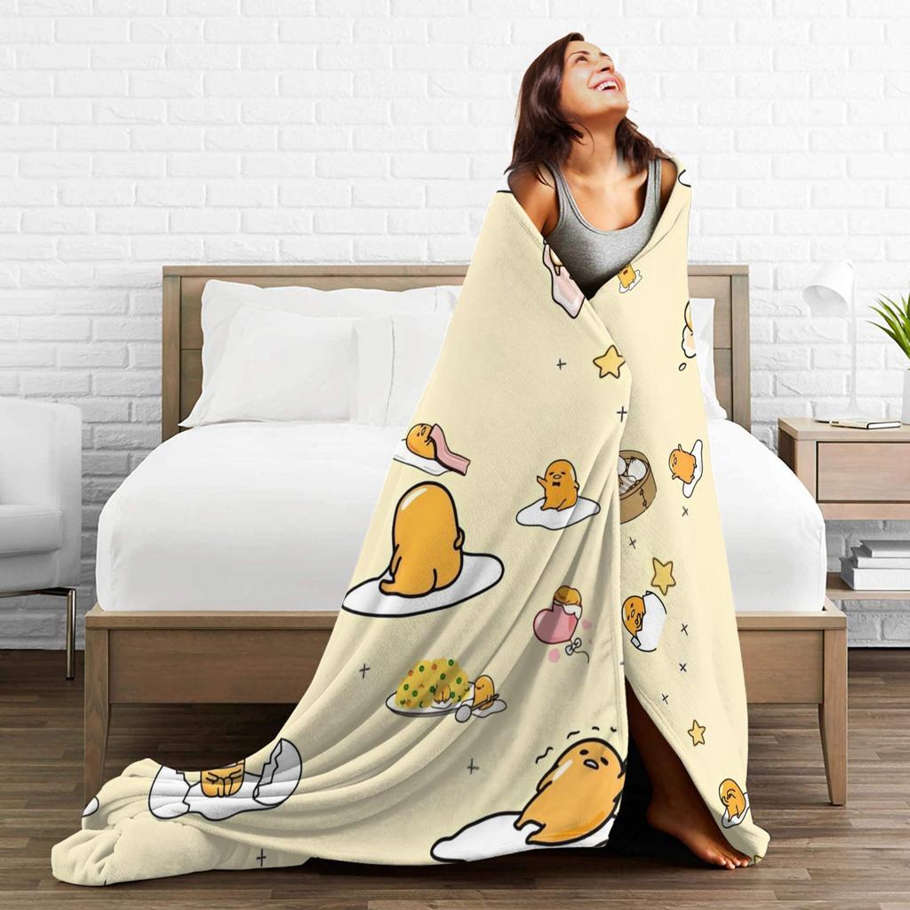 Lazy Egg Gudetama  Blanket Cute Cartoon Fleece Funny Breathable Throw Blankets for Bedding Lounge Textile Decor,