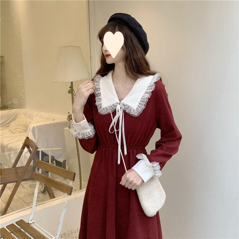 New Christmas Autumn and Winter Skirt Women s Red Waist Skinny Long Sleeve Dress Large Size S