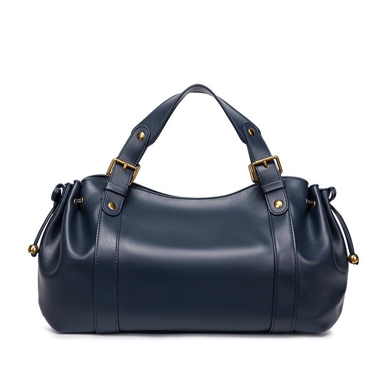 Autumn/Winter 2025 Women's Soft Leather Pleated Handbag - Large Capacity, Cross-Border Commuter Shoulder Bag