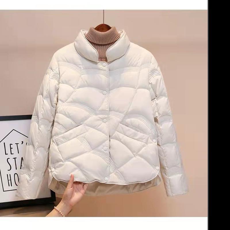 Piumino invernale da donna con colletto alla coreana Piumino d'anatra bianco alla moda