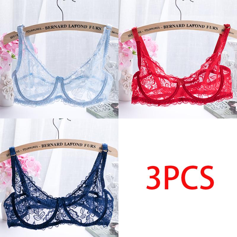Europe and The United States Thin Single-layer Sexy Bra Full Lace Steel Ring Cottonless Bra Adjustable Big Yards Bra