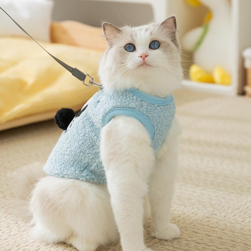 Cat Clothes Autumn and Winter Cute Small Animal Warm Fleece Small Dog Kitten Dog Bipedal Pet Cat Clothing