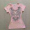 Damen figurbetontes rosa V-Ausschnitt Crop Top - Retro Vintage Kurzarm für Sommer 2024