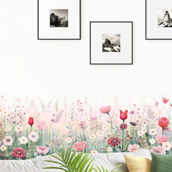 Blumen Wandaufkleber Abnehmbar Selbstklebend Bunte Schmetterling Blumen Wanddeko für Mädchenzimmer Schlafzimmer Wohnzimmer Kinderzimmer