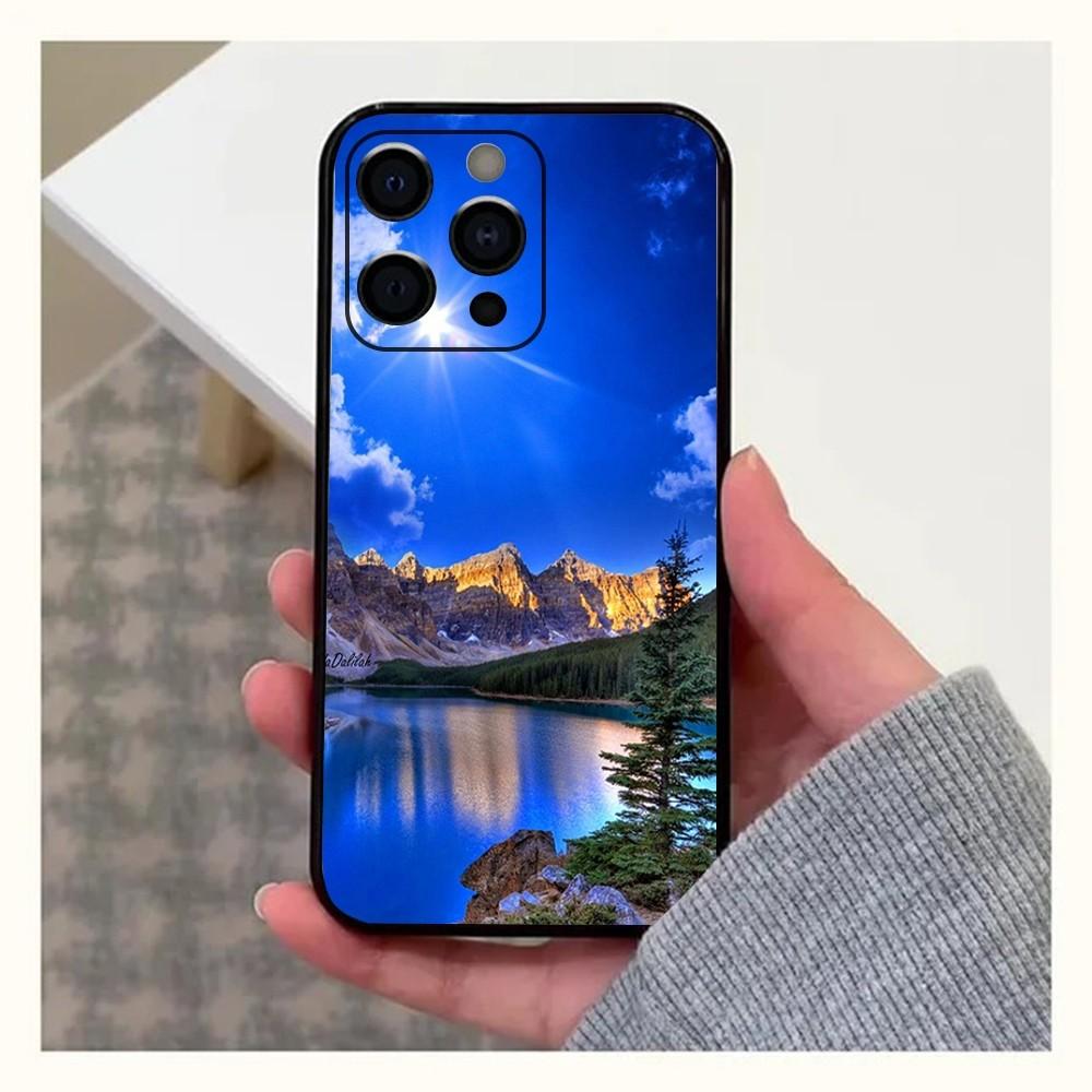 Waterfall nature Trees ship Phone Case For Apple iPhone 15,14,13,12,11,Pro,X,XS,Max,XR,Plus,Mini Soft Black Cover