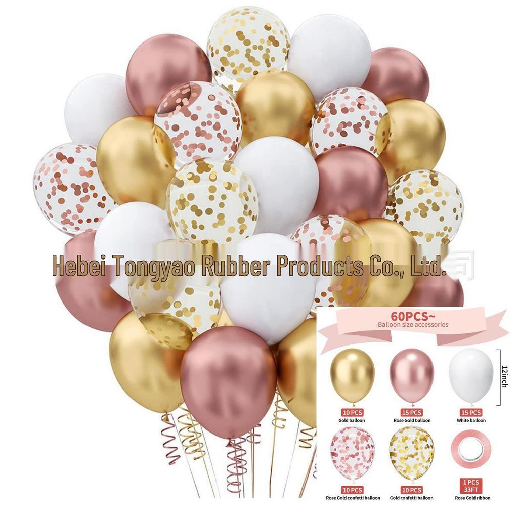 60-Piece 12" Vintage Color Glitter Balloon Set for Birthday Parties