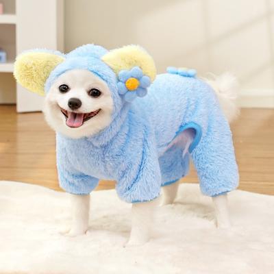 Haustier Hund und Katze Kleidung für Herbst und Winter, Fleece Hunde Vierbeiner Kleidung, Panda verwandelt sich in Teddy, Bichon Frise