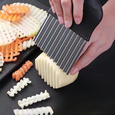 Paslanmaz Çelik Patates Cipsi Dilimleme Hamur Sebze Meyve Buruşuk Dalgalı Mutfak Bıçağı Kesici Kıyıcı Fransız Kızartma Makinesi Araçları Gadget
