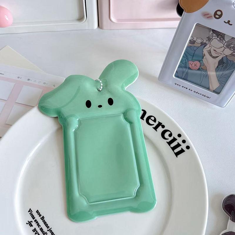 Portafototessere in PVC Coreano con Portachiavi Porta Fototessere Y2K Portachiavi con Ciondolo Kpop Animale Cartone Animato Carino