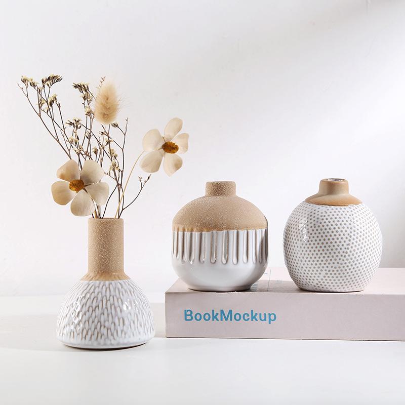 Creative Mini Flower Arrangement Ceramic Vase Aromatherapy Bottle Crafts Ornaments Ceramic Vase Countertop Aesthetic Decoration