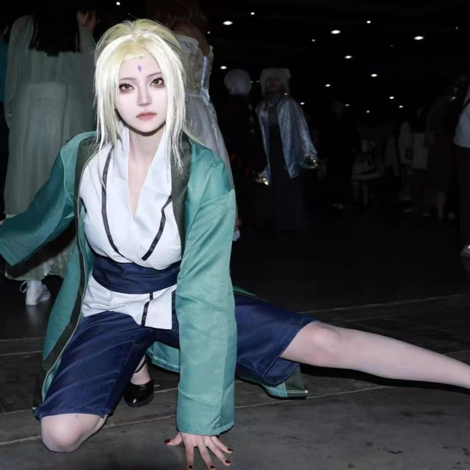 Naruto Shippuden Tsunade Cosplay Uniform, Female Fifth Hokage Konoha Ninja Role Play Costume for Anime Party