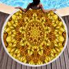 Luxury Gold Vintage Floral Round Beach Towel with Tassels, Microfiber Quick Dry Beach Blanket Absorbent Meditation Rug Yoga Mat
