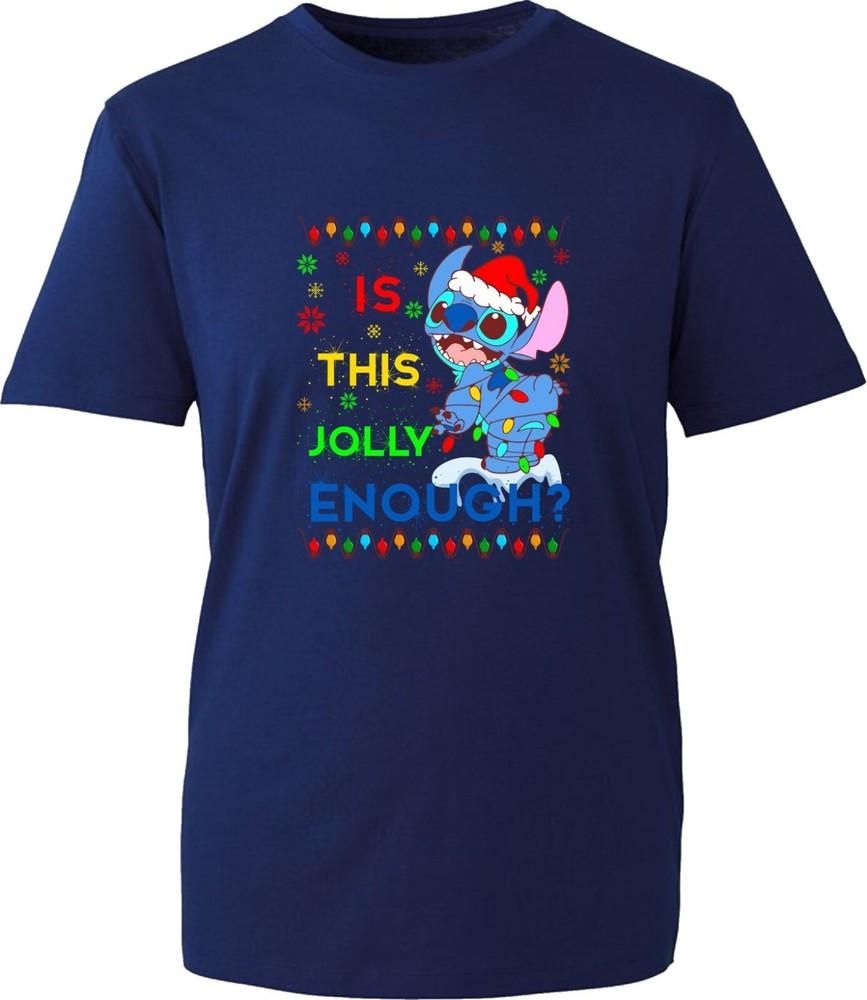 Is This Jolly Enough Lilo Stitch Merry Christmas T Shirt Santa Xmas Gift Top S