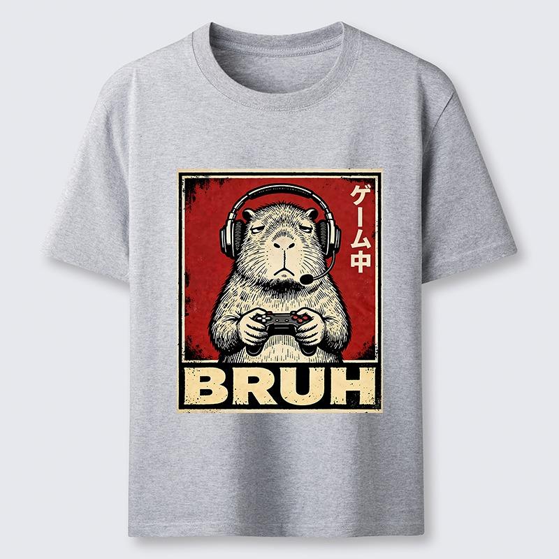 

Men s Funny Capybara Playing Games Classic T-Shirt Holiday Short Sleeve Round Neck Tees Overszied Pure Cotton Tops 3XL