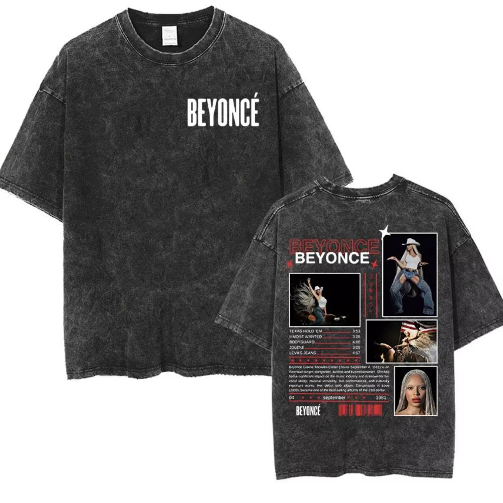 Cowboy Carter Beyonce Tour Vintage Washed T Shirts Men Women Hip Hop Harajuku Oversized Tshirt Summer Clothing Cotton Tees