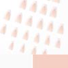 24Pcs/Set Quick Nails French White Edge Silver Powder False Nials Sticker Wearable Waterproof Manicure Finished Nails