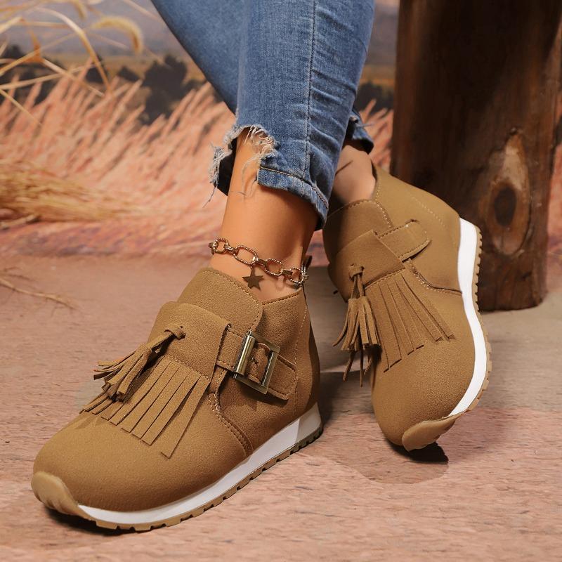 Women's Flat Loafers Fashionable Tassel Decoration Solid Color Sneakers New Autumn Popular Running Casual Walking Low-top Shoes