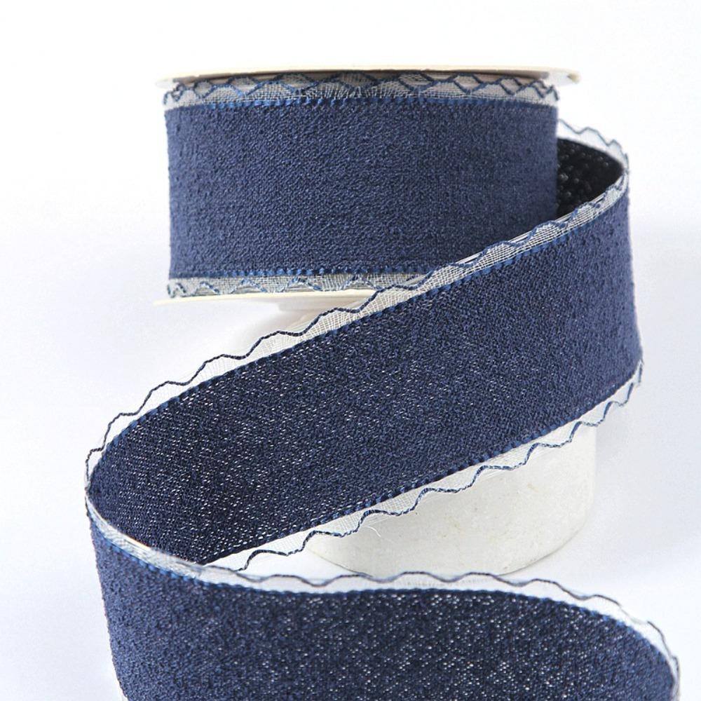 

10 Yards 25MM Width Lace Ribbon Single Color DIY Gift Wrapping Ribbon Transparent Lace Edge Crafts Ribbon Gift Box Packaging L темно-синий