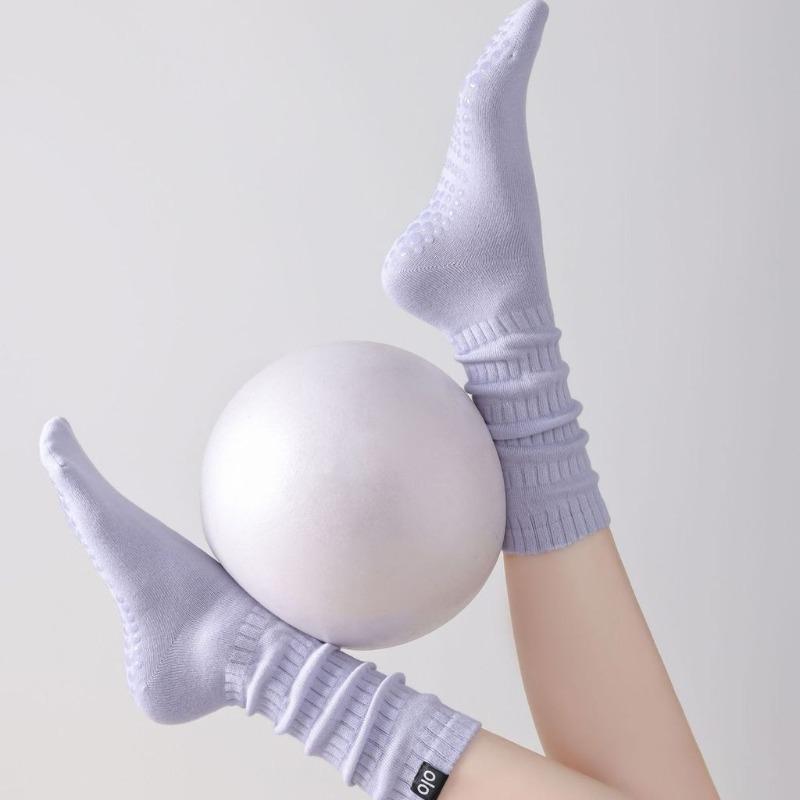 Womens Long Crew  Non Slip Yoga Socks For Dance Pilates Trendy Slouch For Outdoor Sports