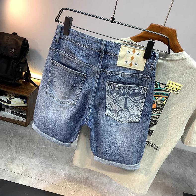 Men's 2024 Summer Washed Denim Printed Loose Mid-Length Fashion Shorts
