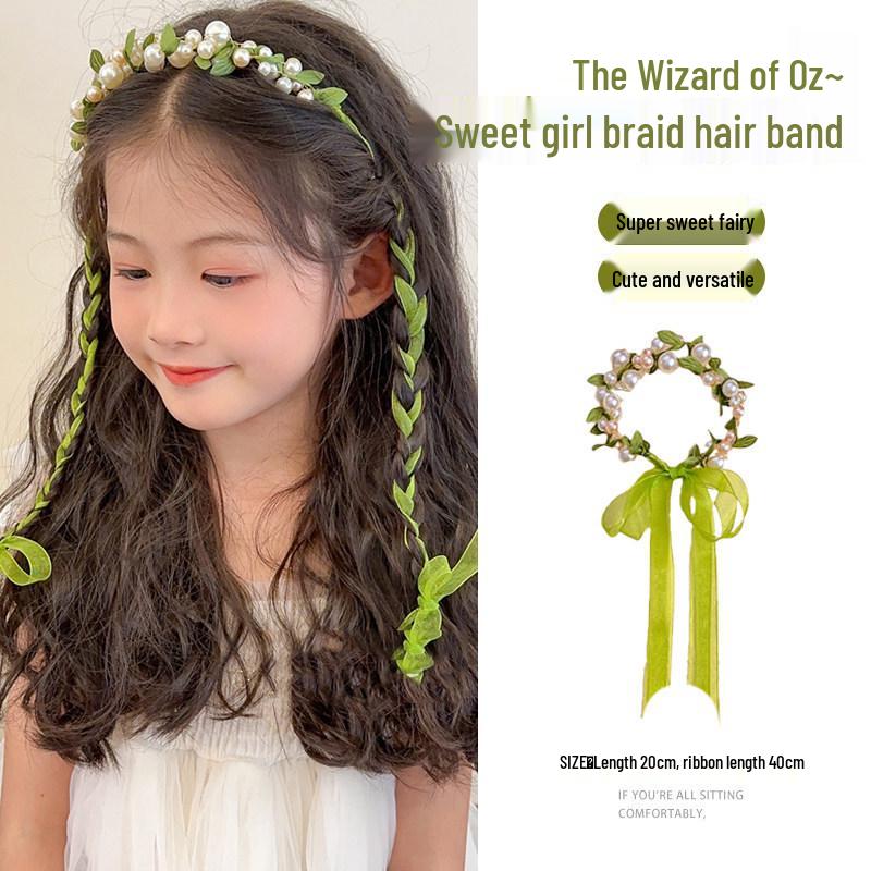 Mint Green Children's Braiding Headband with Flowing Ribbons - Perfect for Festivals and Birthdays