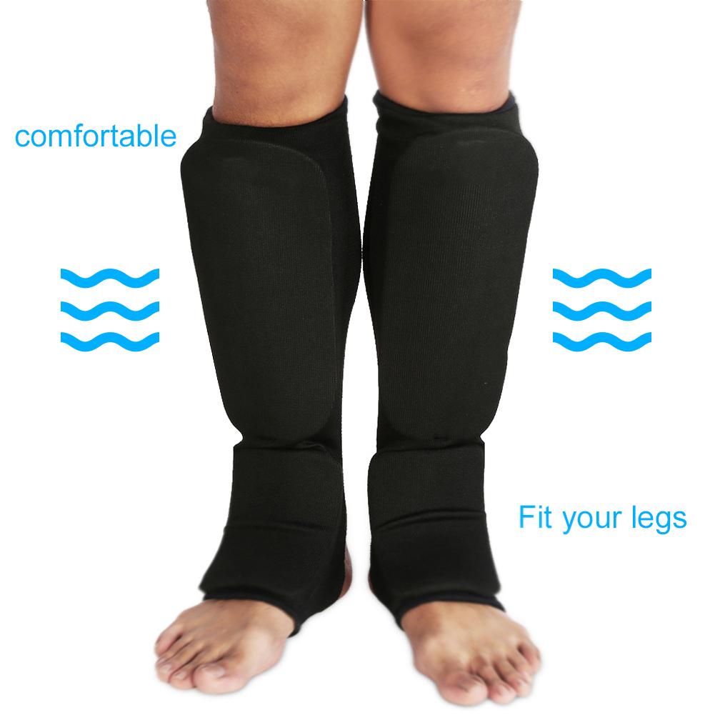 Atmungsaktiver Bein-Knöchelschutz Anti-Rutsch-Schutzpolster für Boxen Kickboxen (Schwarz M)