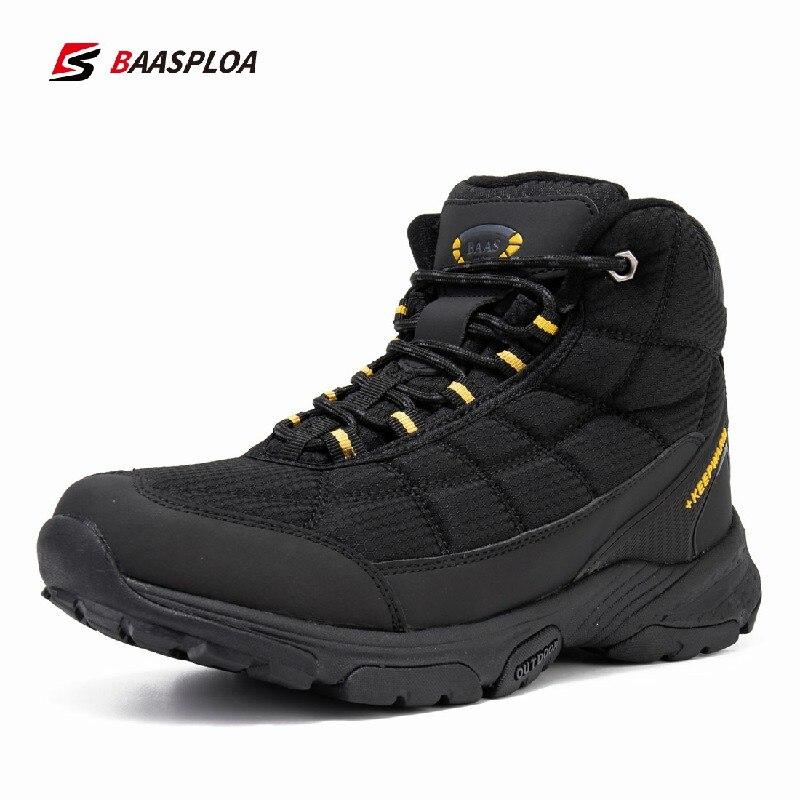 Baasploa 2022 Zapatos de algodón de cuero para hombre Impermeables al aire  libre Zapatos de senderismo de alta pandilla Zapatillas de invierno Cálidas  Zapatillas de invierno Zapatos casuales para caminar comprar a