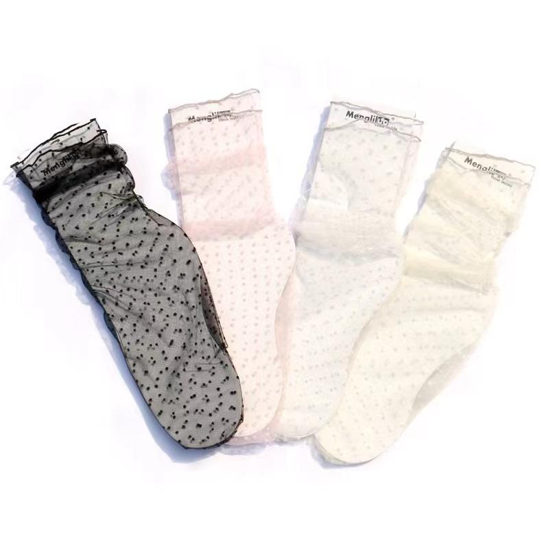 Sexy Lace Mesh Fishnet Socks Mixed Fiber Transparent Stretch Elasticity Ankle Net Yarn Thin Women Cool Socks 1pair