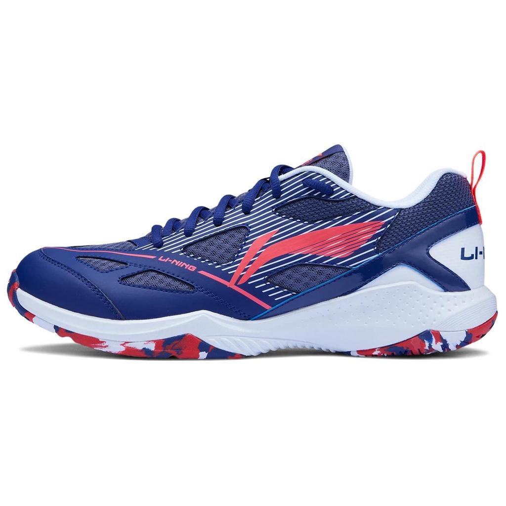 New LiNing Anti Slip And Wear Resistant Breathable Low Top Badminton Shoes Unisex Blue Red AYTU025-4