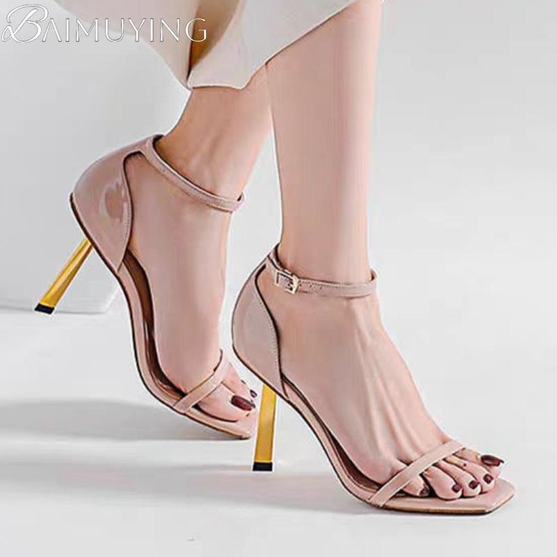 Fashion High Heels Shoes Women Heeled Sandals Square Toe 2025 Trend Dress Open Toe Elegant Pumps Summer New Stilettos Sandalias De Mujer
