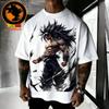 2026 Summer Dragon Ball Series Retro Pure Cotton Men's T-shirt Wukong Printed Oversized Casual Shirt Unisex Parent-child Suit