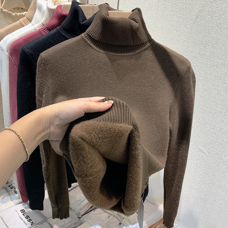 Women Turtleneck Sweater Autumn Winter Elegant Thick Warm Long Sleeve Knitted Pullover Female Basic Sweaters Casual Jumpers Tops