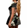 Women's Fashion Sexy Printing Short Sleeve Round Neck Bubble Hem  Dress