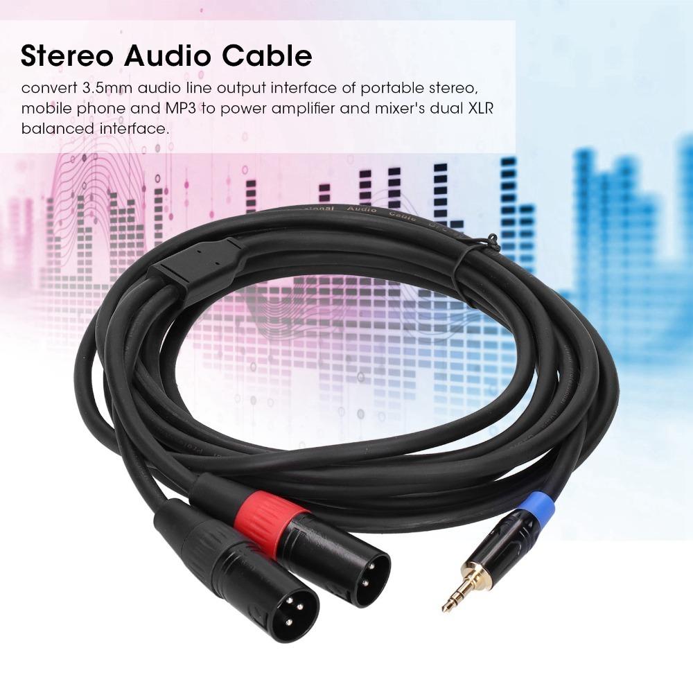3.5mm Stereo Male 3.5mm Male To Dual 2 XLR Male Plug Male To Dual XLR Connector Audio Equipment