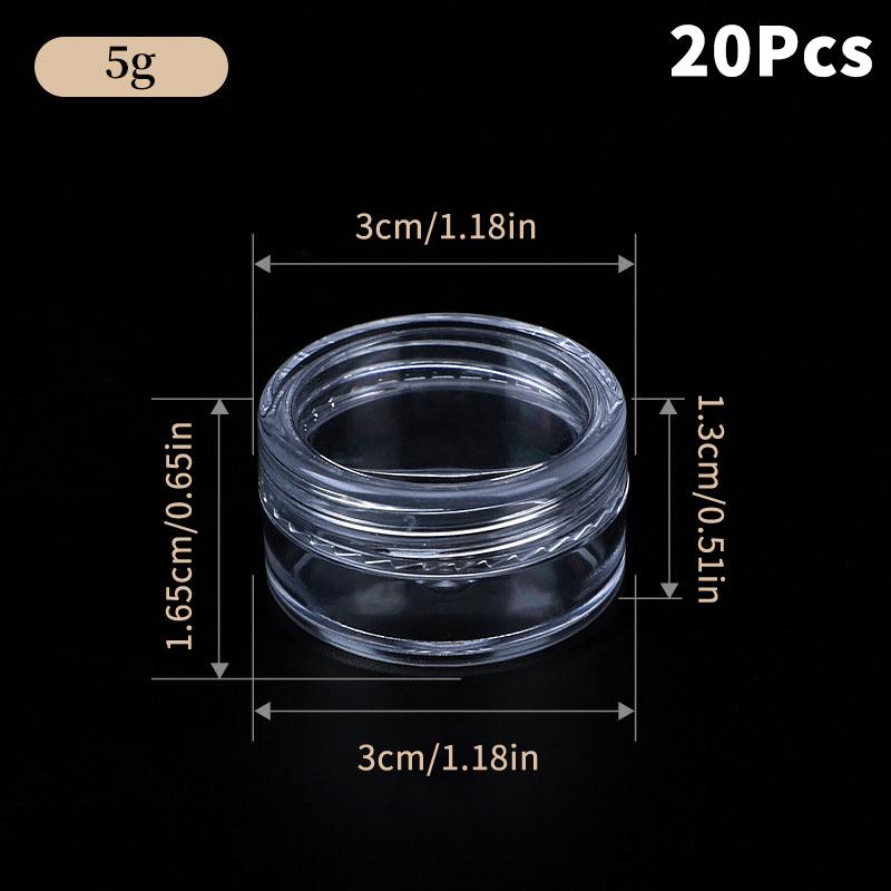 3G 5G 10G 15G 20G Cosmetic Cream Jar Empty Clear Eyeshadow Nail Glitter Lip Balm Container Makeup Sample Pot Bottle Plastic